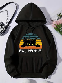 Lässiger Sweat-Pullover-Hoody mit Kapuze für Women | Perfekt für lässige Tage – Schwarz