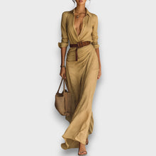Verira – Elegantes Maxi-Wickelkleid – Khaki