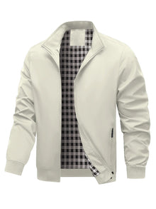 Charith - Lässige Langarm Jacke Mit Reißverschluss – Beige