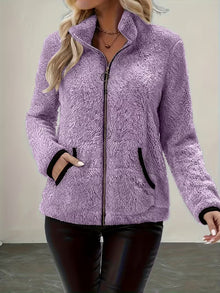 Galiena – Fuzzy-jacke MIT Langen Ärmeln Und Reißverschluss – Lila