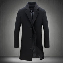 Stilvoll Lange Wollmantel Mit Knöpfen Für Herren | Perfekt für den Alltag – Schwarz