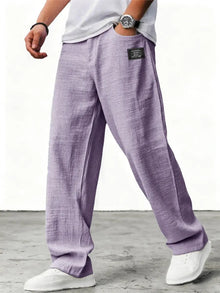 Lushan - Weite Leinen Hose – Lila