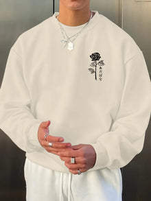 Lässiger Vintage Print Baumwolle Sweatshirt für Männer | Perfekt für lässige Tage – Aprikose