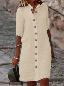 Keiniza – Kurzarm-Hemd Kleid – Aprikose
