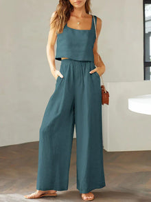 Scarlett | Damen Set Top Hose Koordiniert Elegant Modern – Blau