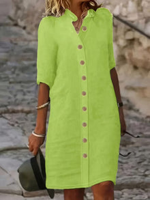 Keiniza – Kurzarm-Hemd Kleid – Grün