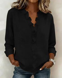 Heidi | Edle V-Ausschnitt Bluse – Schwarz