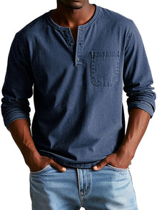 Soren™ | Vintage Langarmhemd – Marineblau