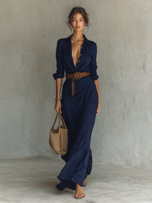 Victoria | Müheloses Maxikleid – Marineblau