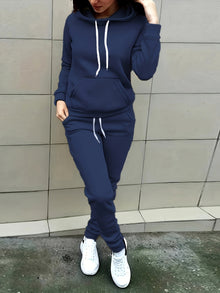 Lässiges Kapuzenjacke-Set Mit Taschen Und Jogginghose Für Damen | Ideal für Outdoor-Aktivitäten – Blau