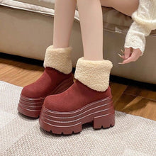 Damen Plateau-Stiefeletten mit Steppmuster - Svea – Rot
