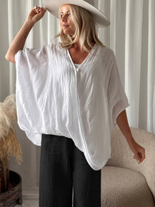 Winnie - Bluse Im Bohemian Stil Mit Weiten Ärmeln – Weiß