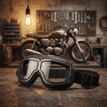 Alaric - Vintage-Motorradbrille – Texturiertes Schwarz