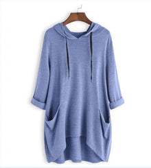 Katinka - Damen Sweatshirt Unregelmäßige Taschen – Hellblau