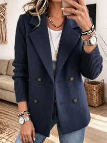 Winchell - Stylische Herbst Jacke Mit Gestrickten Ärmeln – Blau