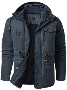 Warme Baumwoll-Cargo Mit Taschen Winterjacke Für Herren | Perfekt für Outdoor-Aktivitäten – Blau