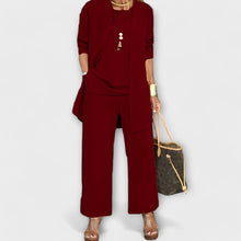 Damen dreiteiliges Set mit Weitbein Hose – Rot