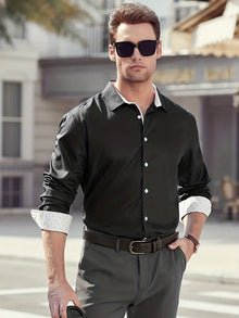 Alexander | Elegantes Businesshemd mit Kontrastdetails – Schwarz