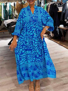 Carmilla - Lebhaftes Bedrucktes Kleid – Blau (Fast ausverkauft)