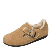 Clog-Schuhe für Frauen mit Plüschfutter - Yadhi – Hellbraun mit Absatz