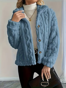 Losina – Teddyjacke MIT Zopfmuster Und Flauschigem Futter – Blau