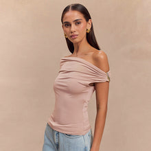 Dyana | Top Entblößte Schultern Gerafft – Rose lotus