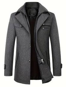 Quinten | Herren Schurwollmantel Business Casual dicke warme Jacke – Dunkelgrau