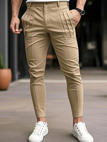 Altmann – Slim Fit Hose mit Bundfalten Und Eingrifftaschen – Aprikose
