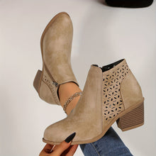 Greta | Damen Stiefeletten zum Hineinschlüpfen mit seitlichem Reißverschluss – Beige