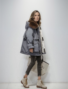 Elegante Winter Parkajacke Mit Fellkapuze Für Damen | Perfekt für Winteraktivitäten – Grau