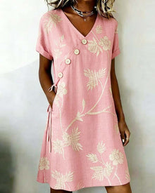 Celmira - Mini Kleid MIT Diagonalem Knopfmuster – Rosa