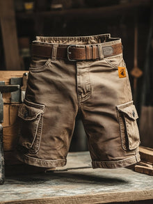 Novak – Retro Fracht Shorts Mit Mehreren Taschen – Khaki