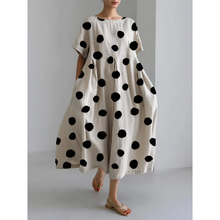 VALENTINA | Langes Casual-Kleid mit ikonischen Punkten und Bewegungsfreiheit für Sommertage – Weiß