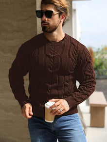 Bavon - Lässiger Gestreifter Pullover – Braun