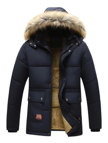Lässige Kapuzen-Polyester-Winterjacke Für Herren | Perfekt für Outdoor-Aktivitäten – Blau