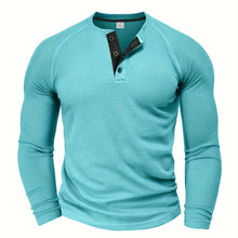 Jarik – Henley-T-Hemd Mit Struktur Und Langen Ärmeln – Blau
