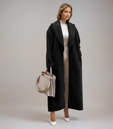 Langer Teddy-Mantel | Weiche Textur & Oversized-Schnitt | Zeitlose Eleganz – Schwarz