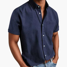 Herren Kurzarmhemd mit Brusttasche für Frühling und Sommer – Marineblau