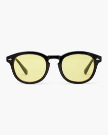 Jayden | Schwarzer Rahmen Runde Sonnenbrille für Männer – Gelb