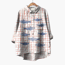 Ruth | Bequemes Vintage-Shirt mit Fisch-Print – Beige