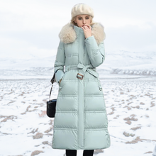 Jacqueline - Elegante Winterjacke für Damen – Hellblau mit beigem Kragen