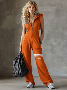 Emese – Sportliches Retro-Einteiler-Set Mit Streifen – Orange