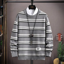 Pinet - Moderner Pullover Herren Weichgestrickt für Herbst und Winter Vielseitig und Gemütlich – Grau gestreift