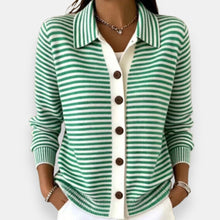 Kerana - Gestreifter Strickcardigan Mit Knöpfen – Grün