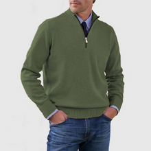 Herrenpullover mit halbem Reißverschluss – Dunkelgrün