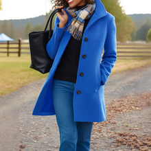 Damen klassischer Wintermantel mit Knopfleiste – Blau