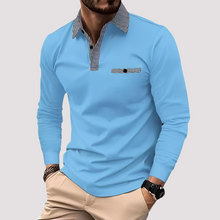 Aidan - Stilvolles Langarm-Poloshirt für Herren – Hellblau