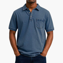Poloshirt Klassisches - Kurzarmshirt für Herren mit Tasche – Marineblau