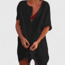 Sabina | Damen Lockeres Knopfleiste Shorts Strand Überwurf Kleid – Schwarz