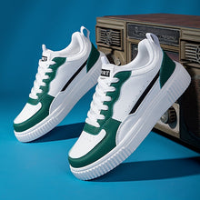 Schicke Kunstleder-Colorblock Skate Sneakers für Damen | Perfekt für Casual Days – Weiß Grün